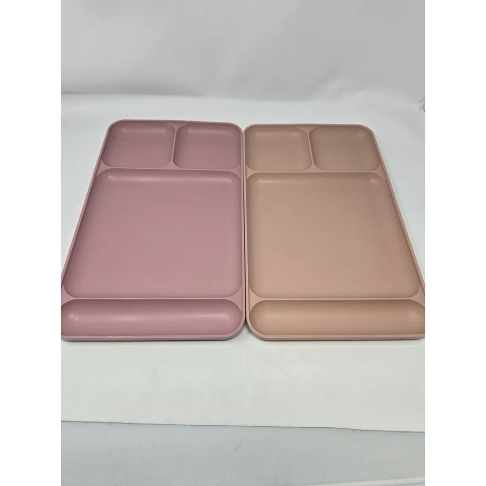 VINTAGE TUPPERWARE LOT CAFETERIA LUNCH TRAY DIVIDED PLATE MIXED #1535 SET OF 6 - Picture 4 of 11